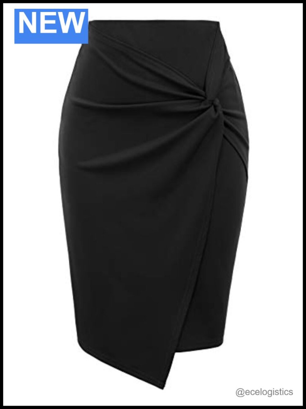 Womens Stretch High Waist Wrap Pencil Skirt Knee Length Office Work